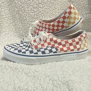 Vans Checkered Sneakers in Red, Blue, and Yellow Junior Size 7